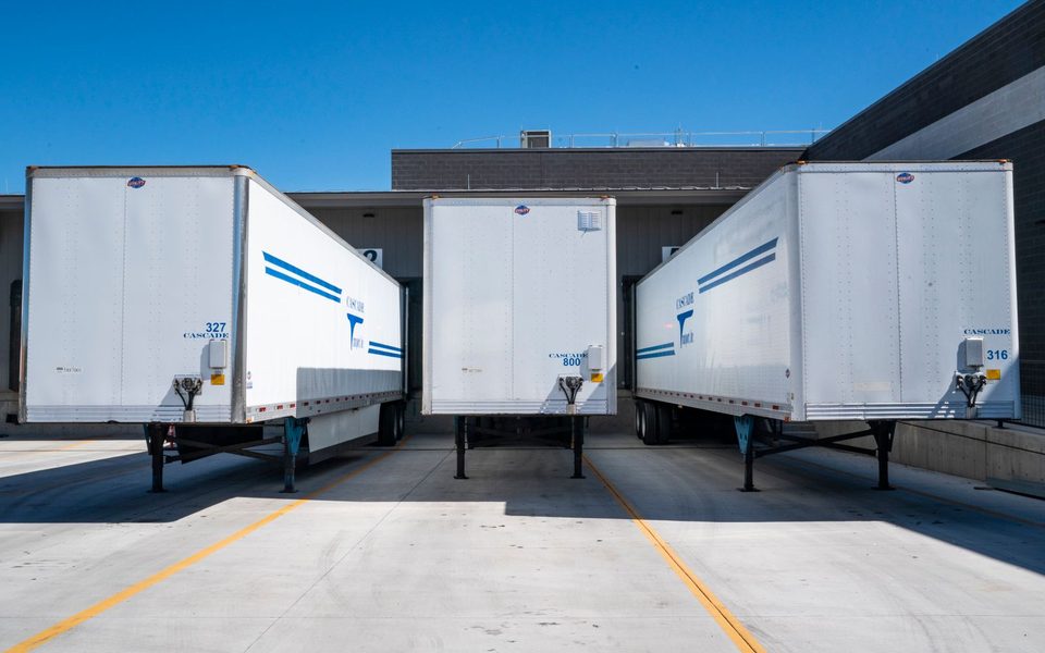 Trailers backed up to a loading dock