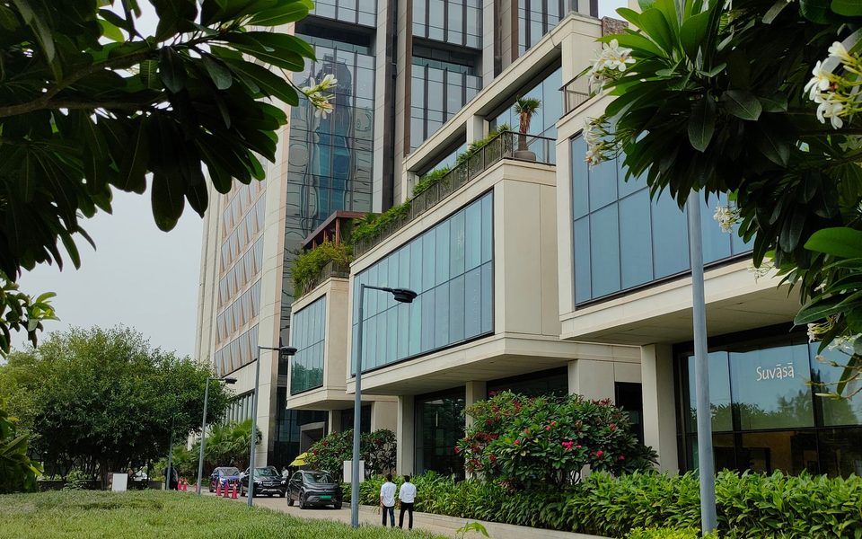 Glass-fronted office building in Gurugram